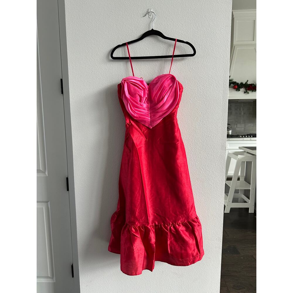HUTCH HEART Anthropologie Strapless Red and Pink Dress Size 6P NEW no tags